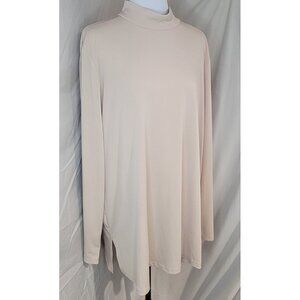 Susan Graver XL Beige Dress Essentials Cool Touch Mock Neck Long Sleeve Shirt